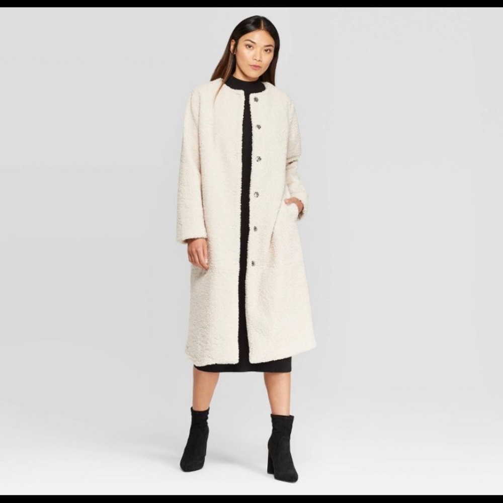 collarless sherpa coat NWOT
